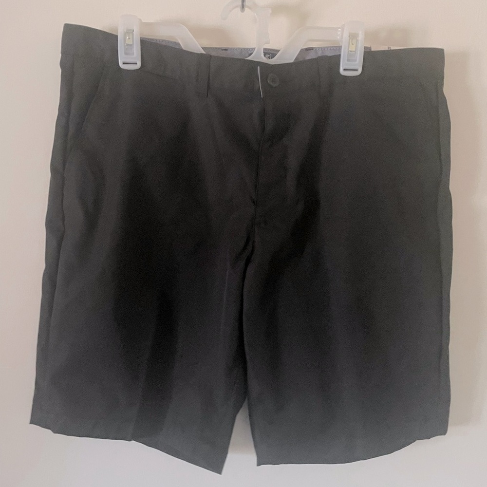 George moisture wicking easy care UPF 30 black above the knee shorts